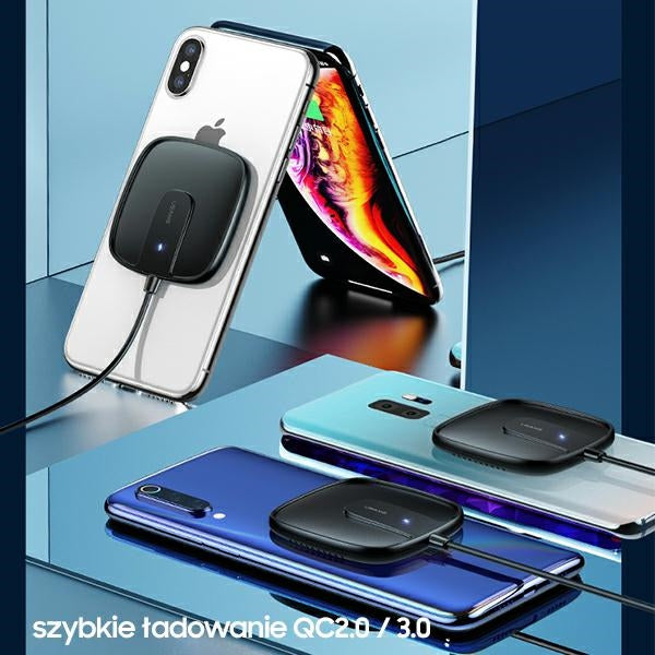 Индукционно зарядно USAMS 15W Extra-thin за iPhone 12 series, черно