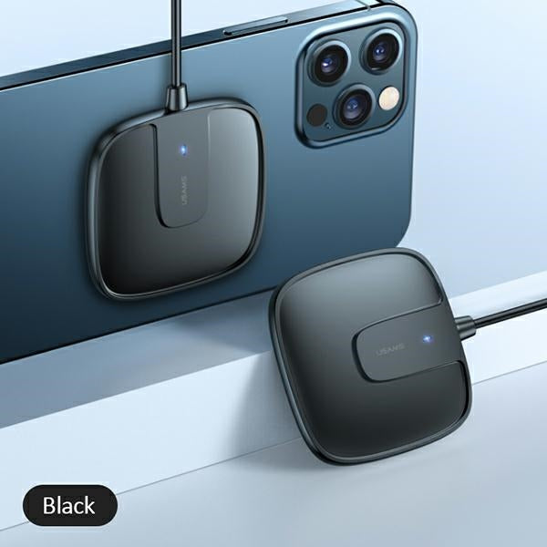 Индукционно зарядно USAMS 15W Extra-thin за iPhone 12 series, черно