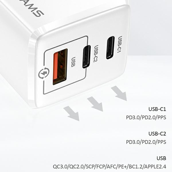 Зарядно USAMS GaN PD Fast Charging, бял (само глава)