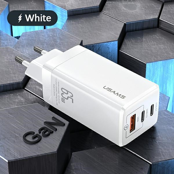 Зарядно USAMS GaN PD Fast Charging, бял (само глава)