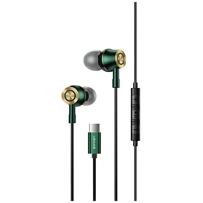 USAMS stereo слушалки EP-43 метални USB-C, тъмнозелени HSEP4302