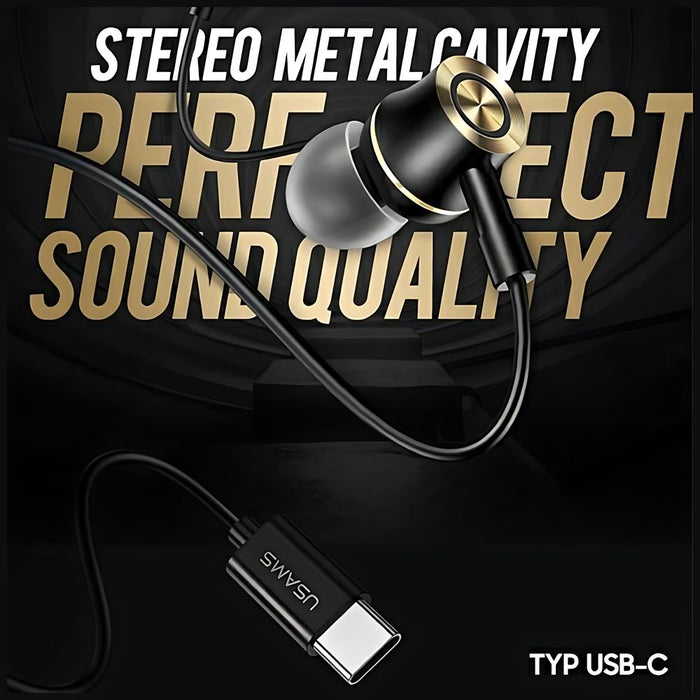 USAMS stereo слушалки EP-43 метални USB-C, тъмнозелени HSEP4302