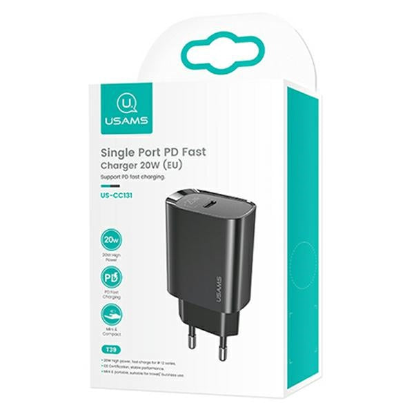 Зарядно USAMS T39 20W PD3.0 Fast Charging, черно