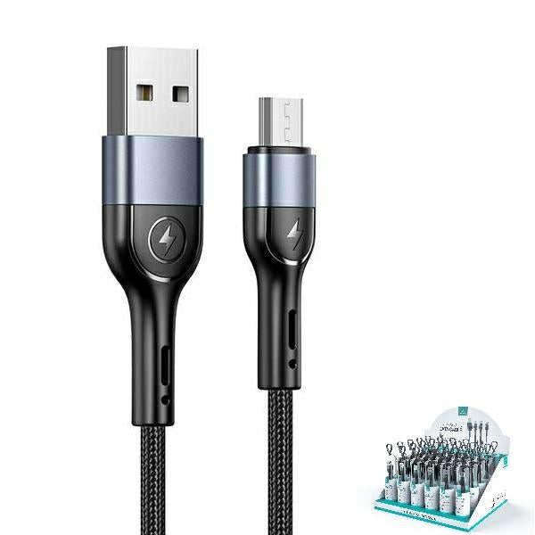USAMS U55 плетен кабел 2A micro, черен, 1 м