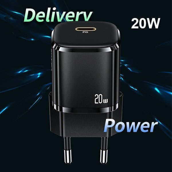 Зарядно USAMS T36 mini 20W с кабел Lightning, черно, PD3.0 Fast Charging