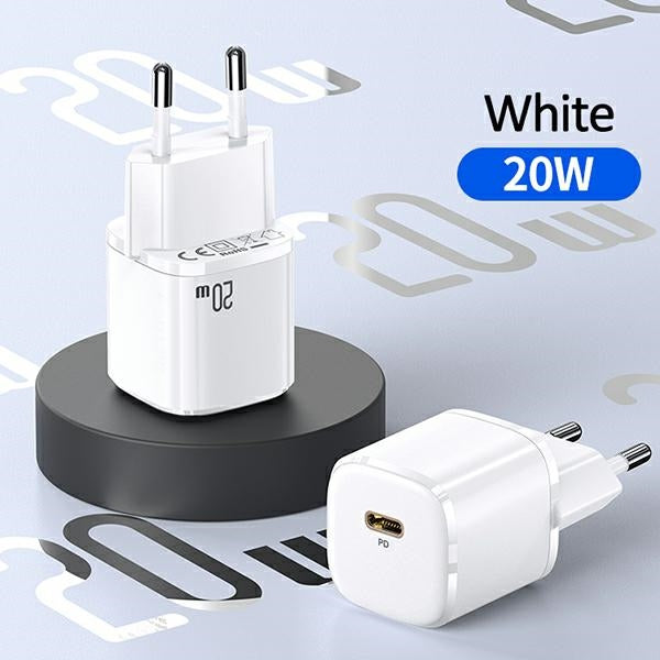 Зарядно USAMS T36 mini 20W с кабел Lightning, бяло, PD3.0 Fast Charging