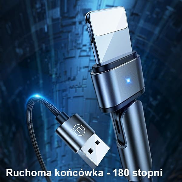 USAMS кабел плетен въртящ се U60 черен 1m