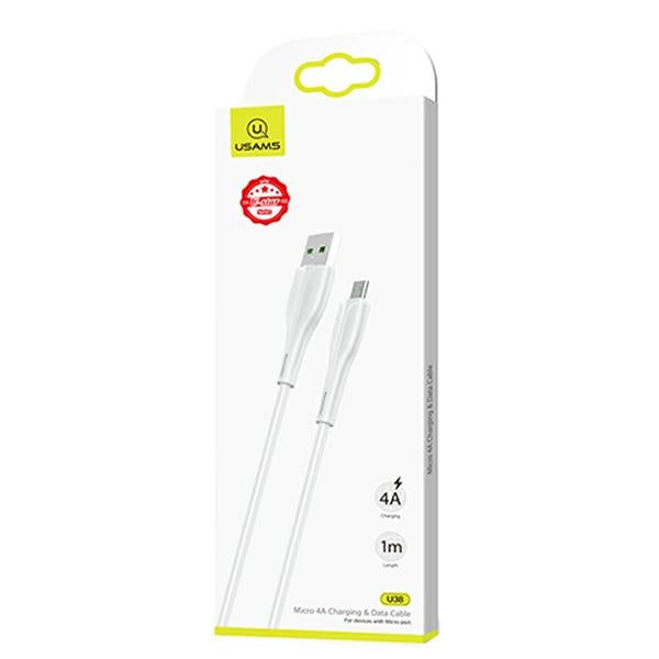 Кабел USAMS U38 microUSB 4A Fast Charge за OPPO 1м, бял