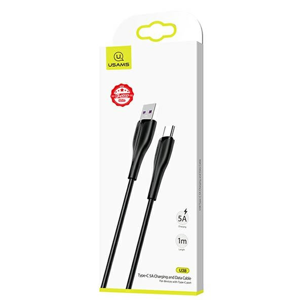 USAMS Kabel U38 5A Fast Charge за OPPO 1m, черен