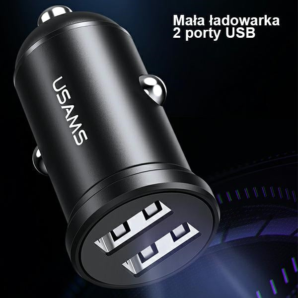 Автомобилна зарядка USAMS 2,4A, черна