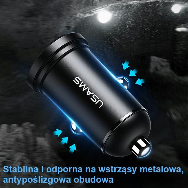 Автомобилна зарядка USAMS 2,4A, черна
