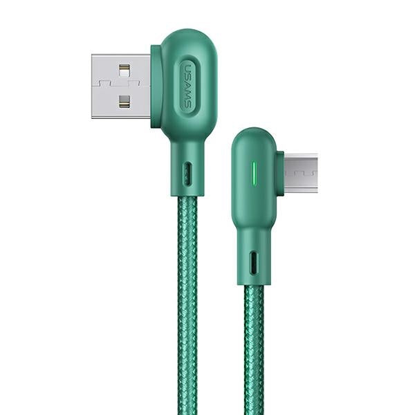USAMS Кабел MicroUSB 2A 1,2m ъглов U57, зелен