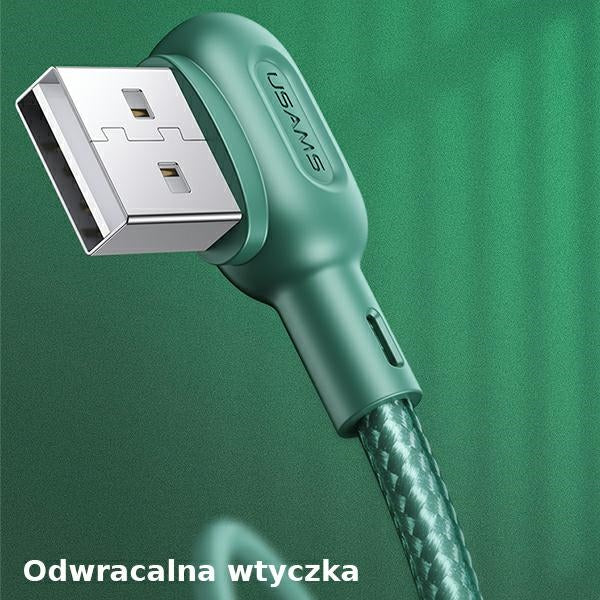 USAMS Кабел MicroUSB 2A 1,2m ъглов U57, зелен