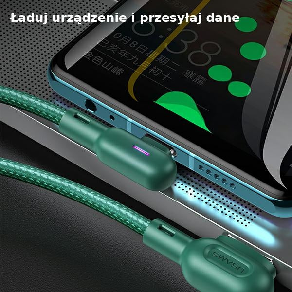 USAMS Кабел MicroUSB 2A 1,2m ъглов U57, зелен