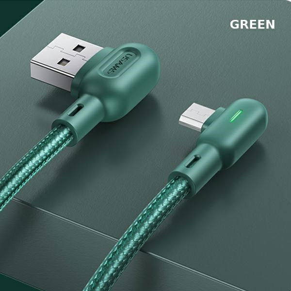 USAMS Кабел MicroUSB 2A 1,2m ъглов U57, зелен