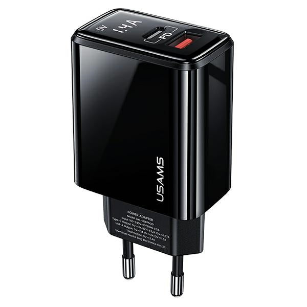 Зарядно USAMS T40 PD3.0 +QC3.0 Fast Charging, черно (само глава)