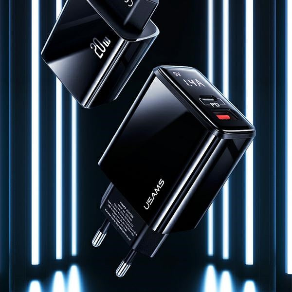 Зарядно USAMS T40 PD3.0 +QC3.0 Fast Charging, черно (само глава)