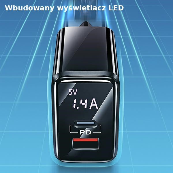 Зарядно USAMS T40 PD3.0 +QC3.0 Fast Charging, черно (само глава)