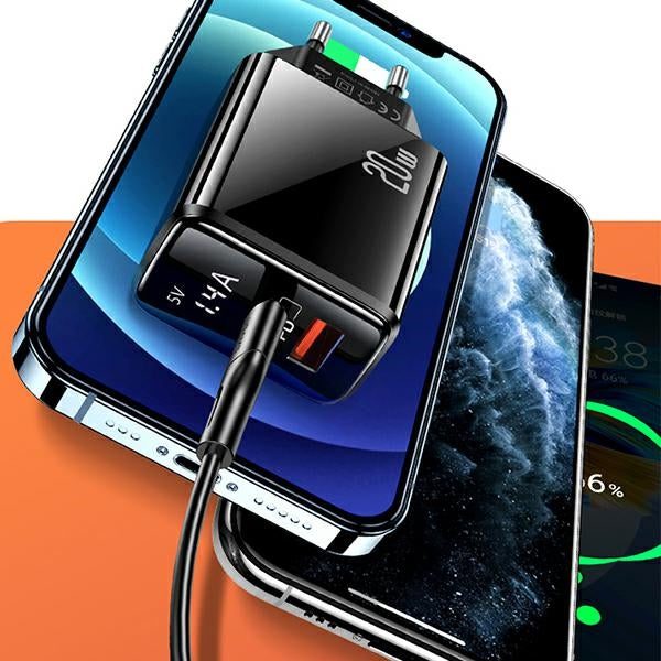 Зарядно USAMS T40 PD3.0 +QC3.0 Fast Charging, черно (само глава)