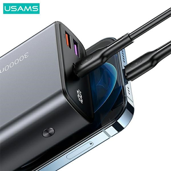 USAMS Powerbank Fast Charge черен с кабел, 85076000