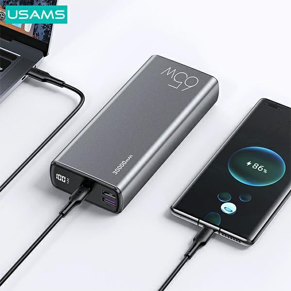 USAMS Powerbank Fast Charge черен с кабел, 85076000