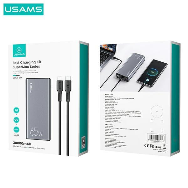 USAMS Powerbank Fast Charge черен с кабел, 85076000