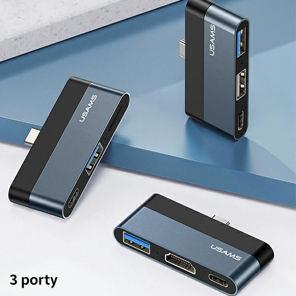 USAMS Adapter HUB 3.0 за четене Micro SD карти, сив