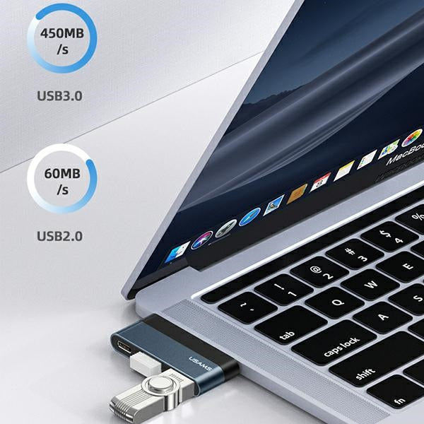 USAMS Adapter HUB 3.0 за четене Micro SD карти, сив
