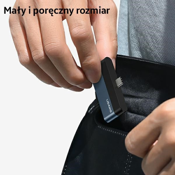 USAMS Adapter HUB 3.0 за четене Micro SD карти, сив