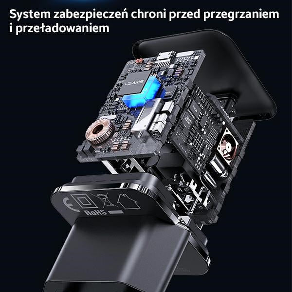 Зарядно USAMS T45 mini 30W PD3.0 Fast Charging, черно
