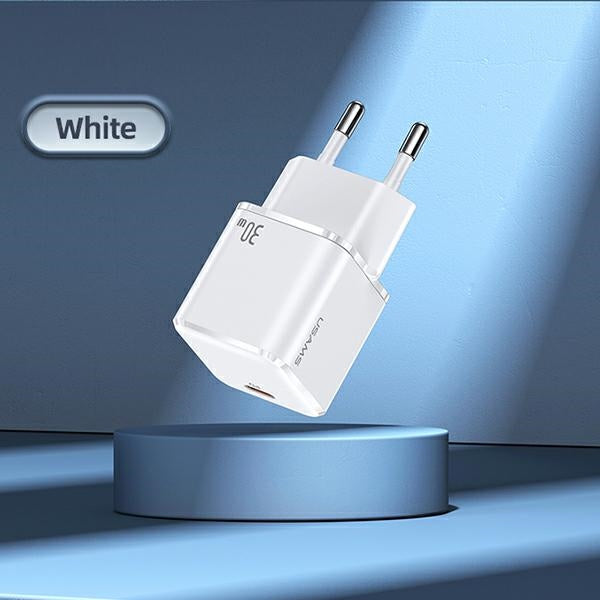 Зарядно USAMS T45 mini 30W PD3.0 Fast Charging, бял