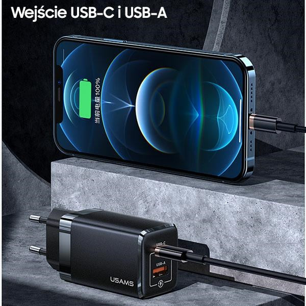 Зарядно USAMS T41 GaN Fast Charging, бяло