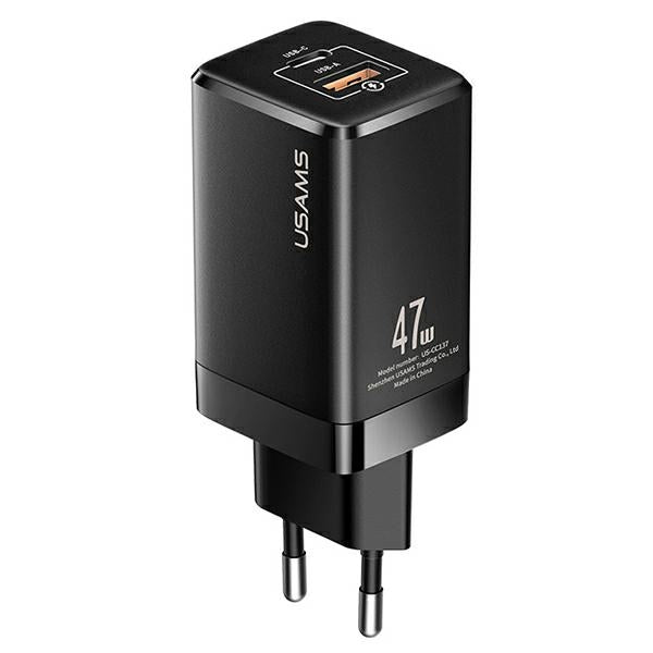 Зарядно USAMS T41 GaN с Quick Charge, черно