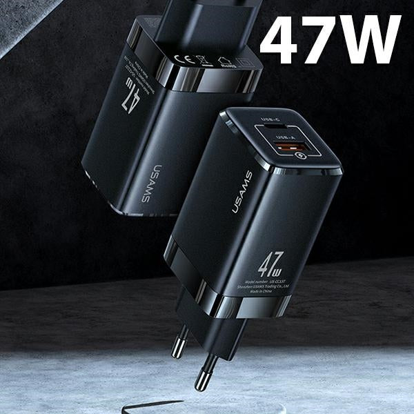 Зарядно USAMS T41 GaN с Quick Charge, черно