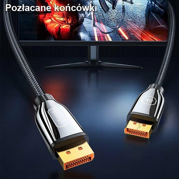 USAMS кабел DP към DP Display Port 3.0м 8K HD, черен