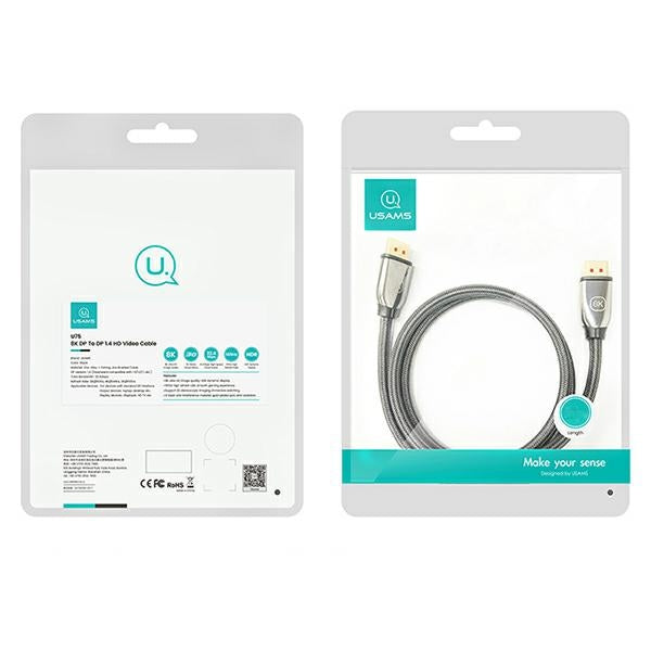 USAMS кабел DP към DP Display Port 3.0м 8K HD, черен