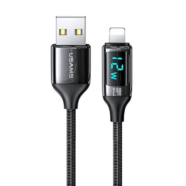 USAMS Кабел плетен U78 Lightning 1 м 2.4A Fast Charging, черен