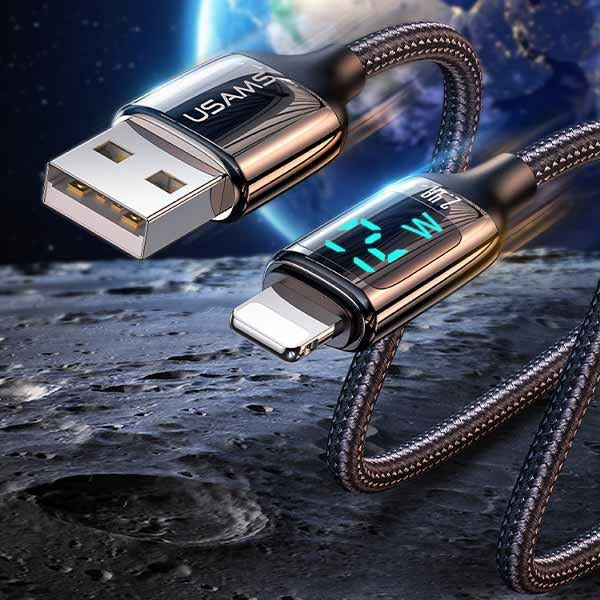 USAMS Кабел плетен U78 Lightning 1 м 2.4A Fast Charging, черен