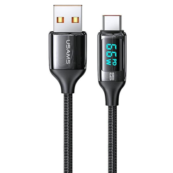 Кабел USAMS U78 плетен 1 м, 6A Fast Charging, черен