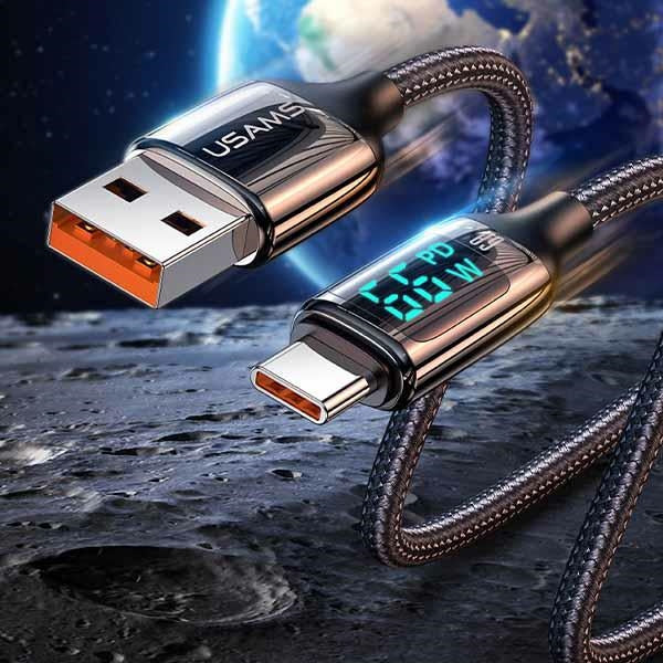 Кабел USAMS U78 плетен 1 м, 6A Fast Charging, черен