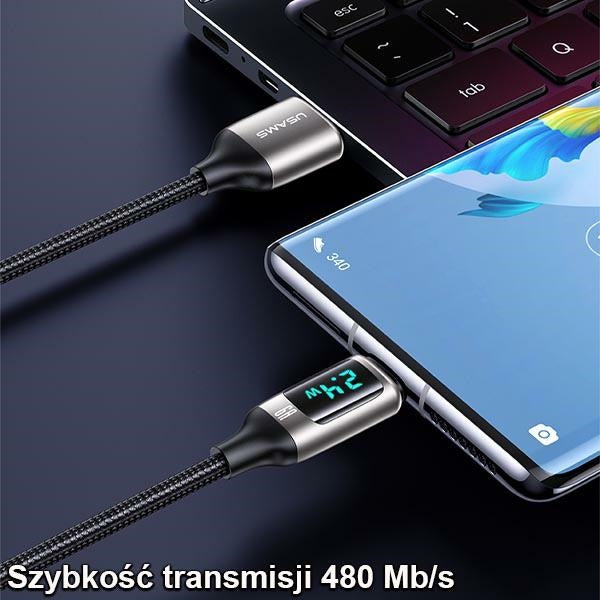 Кабел USAMS U78 плетен 1 м, 6A Fast Charging, черен