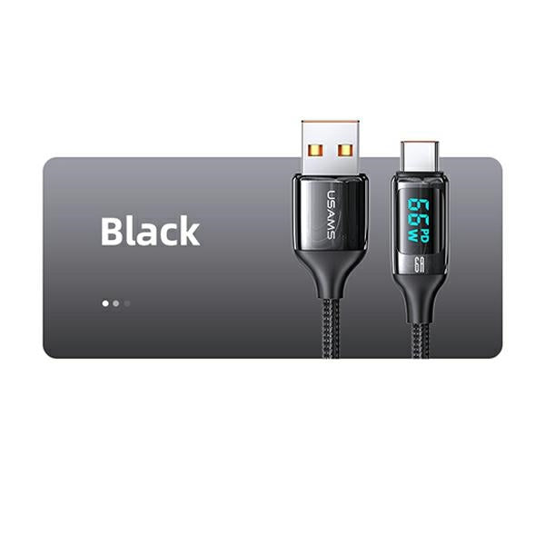 Кабел USAMS U78 плетен 1 м, 6A Fast Charging, черен