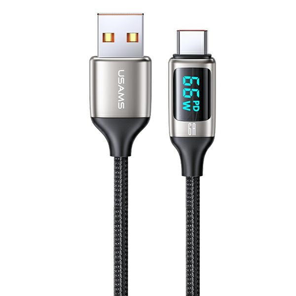 Кабел USAMS U78 USB-C 1.2mLED 6A Fast Charging, бял