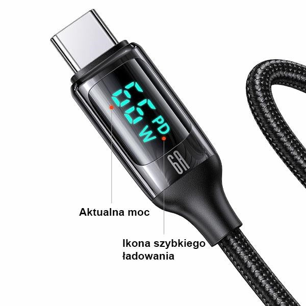 Кабел USAMS U78 USB-C 1.2mLED 6A Fast Charging, бял