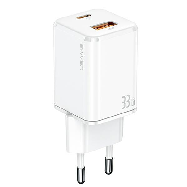 Зарядно USAMS T43 33W PD3.0 + QC3.0 Fast Charging, бяло