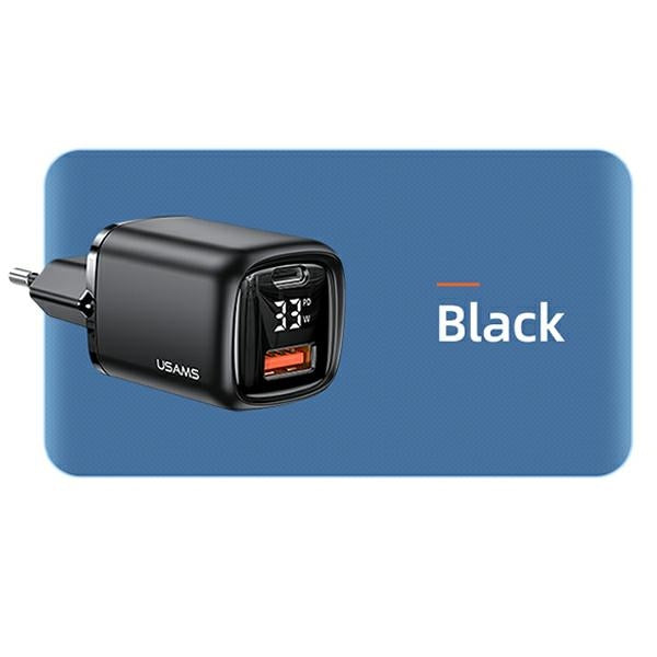 Зарядно USAMS T46 33W PD3.0 + QC3.0 Fast Charging, черно