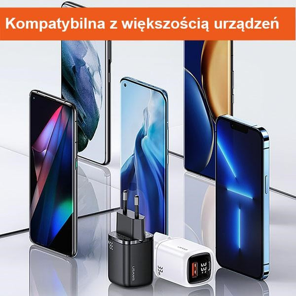 Зарядно USAMS T46 33W PD3.0 + QC3.0 Fast Charging, черно