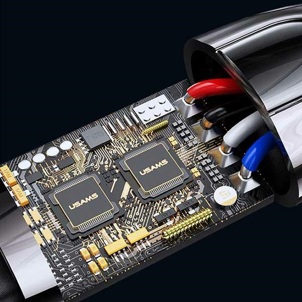 USAMS кабел плетен за Lightning Smart Power-off 20W PD 1.2 м, черен