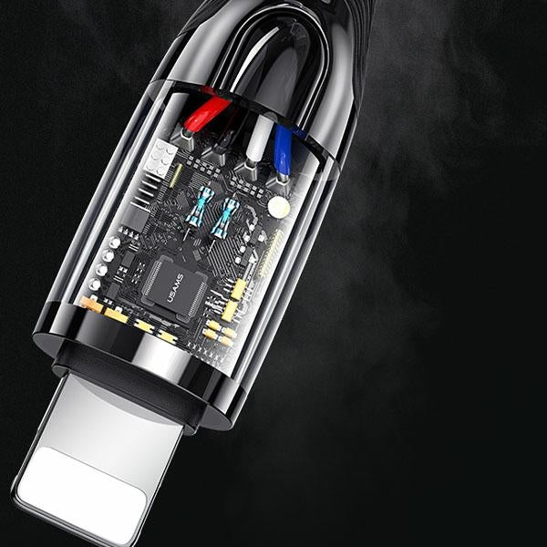 USAMS кабел плетен M2 за Lightning, Smart Power-off, 20W PD, 1.2m, тъмнозелен