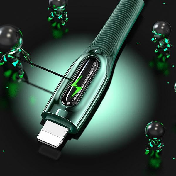 USAMS кабел плетен M2 за Lightning, Smart Power-off, 20W PD, 1.2m, тъмнозелен